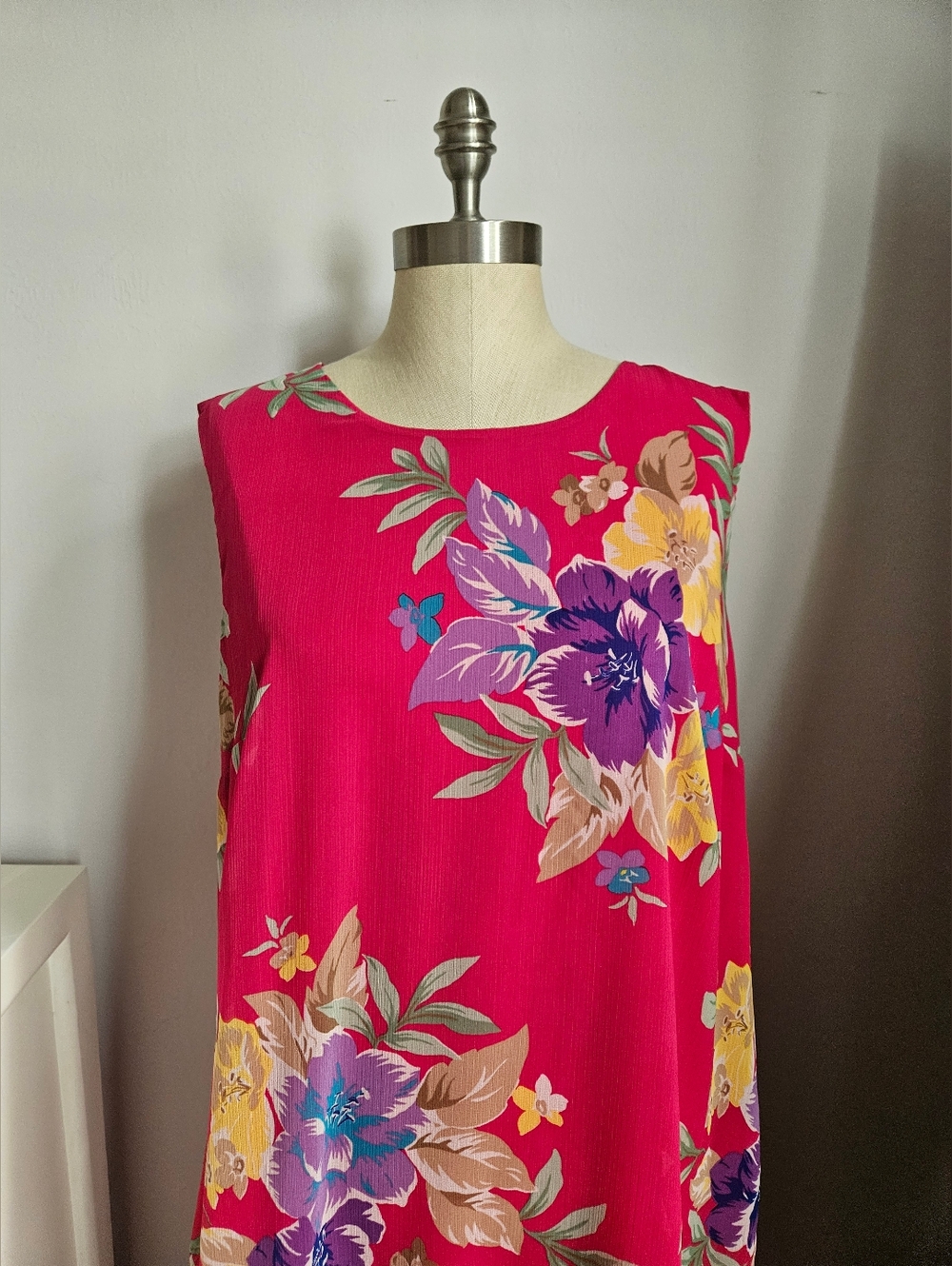 LAUREN RALPH LAUREN Pink Floral Georgette Ruffle Shift Dress | SZ 16 - Picture 6 of 9